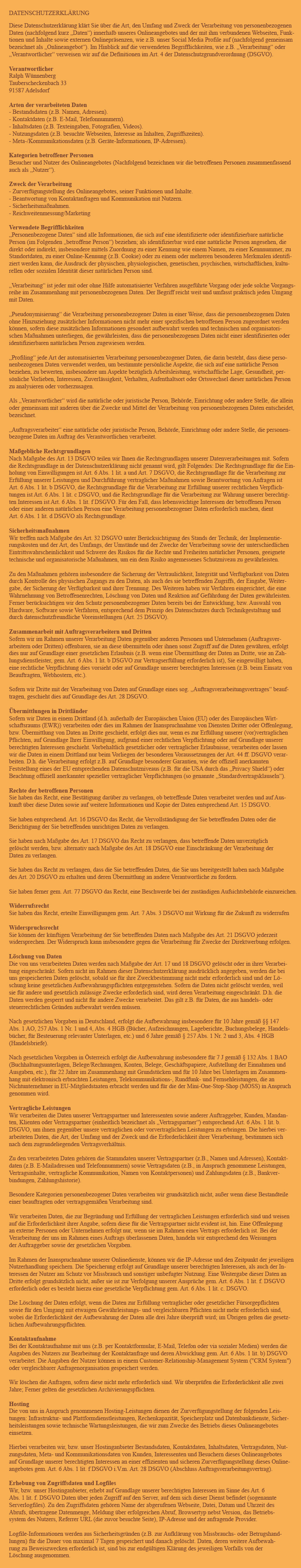 Datenschutzerkl�rung